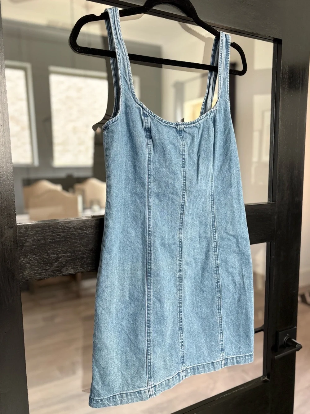 Show Me Your Mumu Steph Mini Dress Gloomy Blue Denim Open Back Revolve Size M - Picture 5 of 12